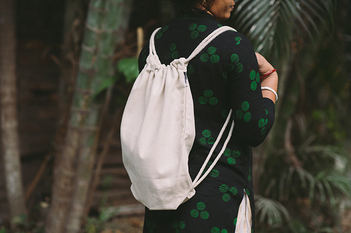 Joyya Drawstring Backpack Fair Trade Organic Cotton Canvas