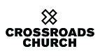 The logo for Crossroads Church with text in black on a white background.