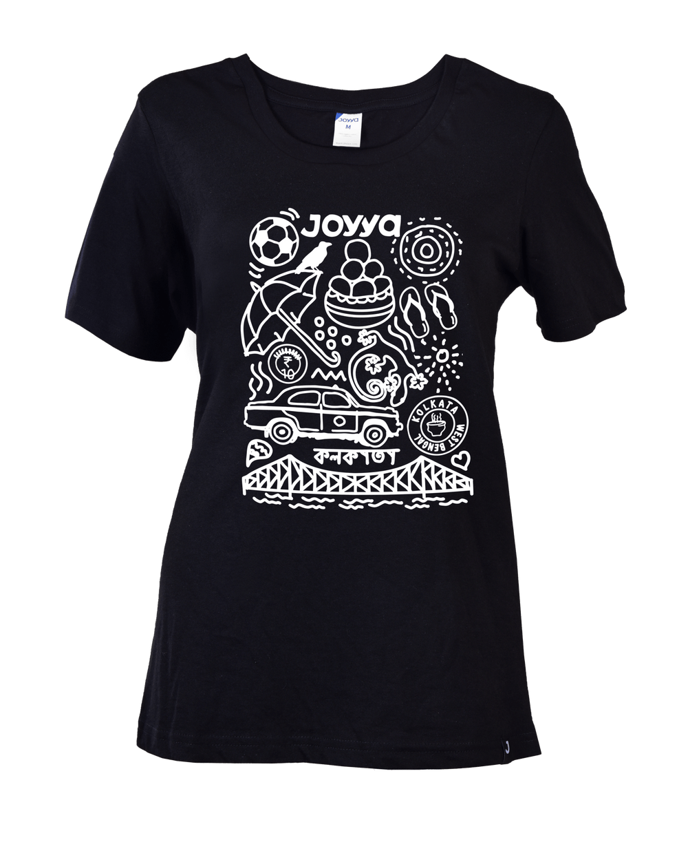 Joyya - Kolkata Doodle T-shirt | Women Short Sleeve - T-Shirt - Front - JOYYA COLLECTION -