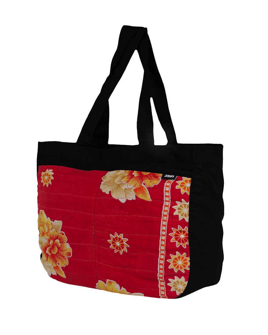 Joyya - Sari Tote with Zip Top - Bags - Red - JOYYA COLLECTION - PBGFOR-NA-RED