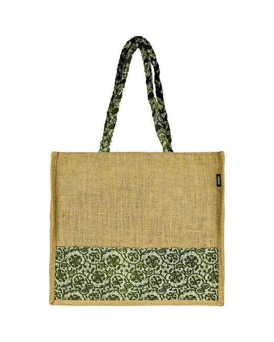 Joyya - Sari Trim Shopping Bag - Bags - Green - JOYYA COLLECTION - PBGFAR-NA-GREEN