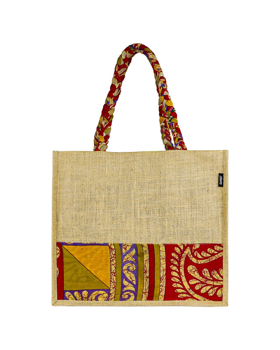 Joyya - Sari Trim Shopping Bag - Bags - Red - JOYYA COLLECTION - PBGFAR-NA-RED