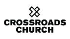 The logo for Crossroads Church with text in black on a white background. 
