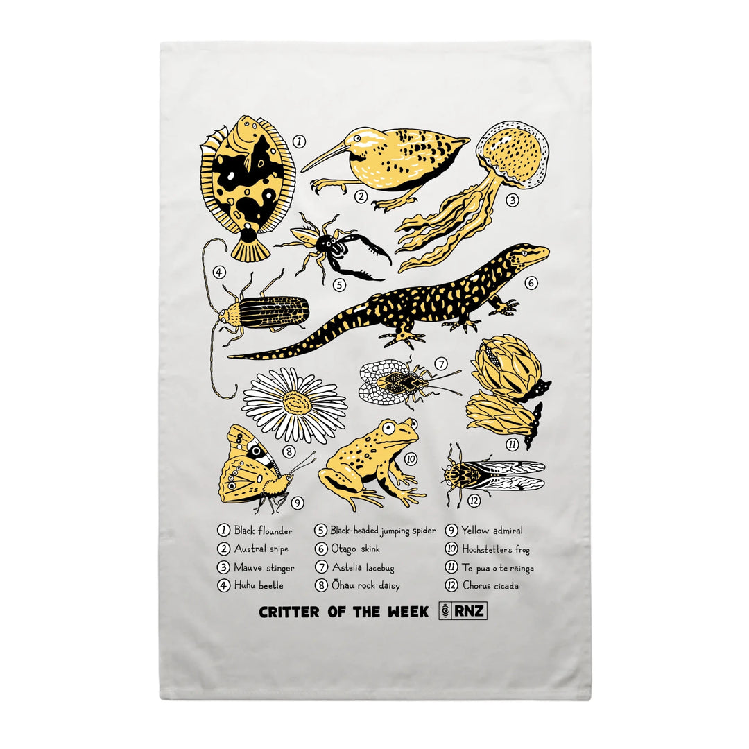 Joyya - 2026 Critter of the Week Tea Towel - Accessories - White - Critter Of The Week - COTW26-TT-NT