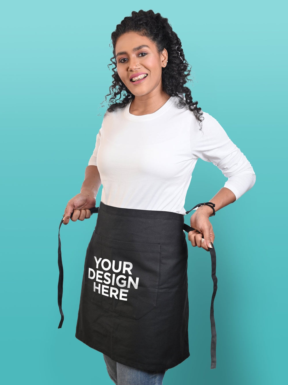 Joyya - Custom Apron | Half - Clothing - Black - MADE TO ORDER - G - AHT2 - BK - NSO