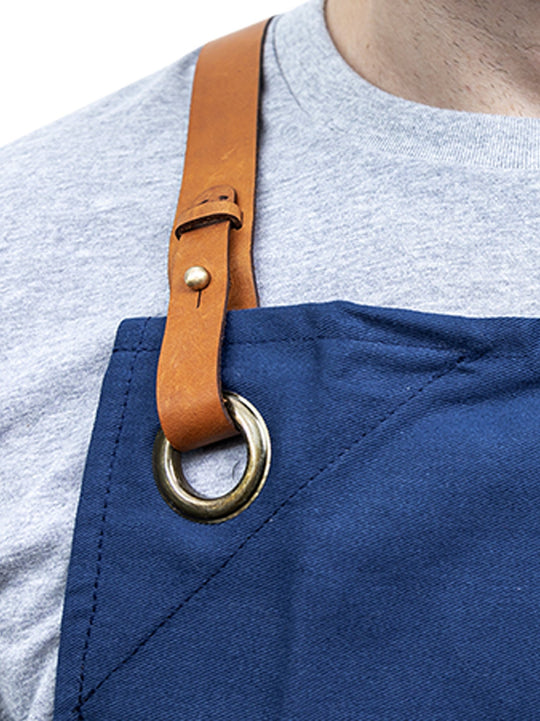 Joyya - Custom Apron | Leather Straps - Clothing - Navy - MADE TO ORDER - G - ALT2 - NY - NSO