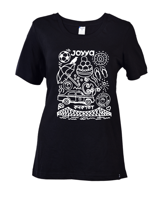 Joyya - Kolkata Doodle T-shirt | Women Short Sleeve - T-Shirt - Front - JOYYA COLLECTION - 
