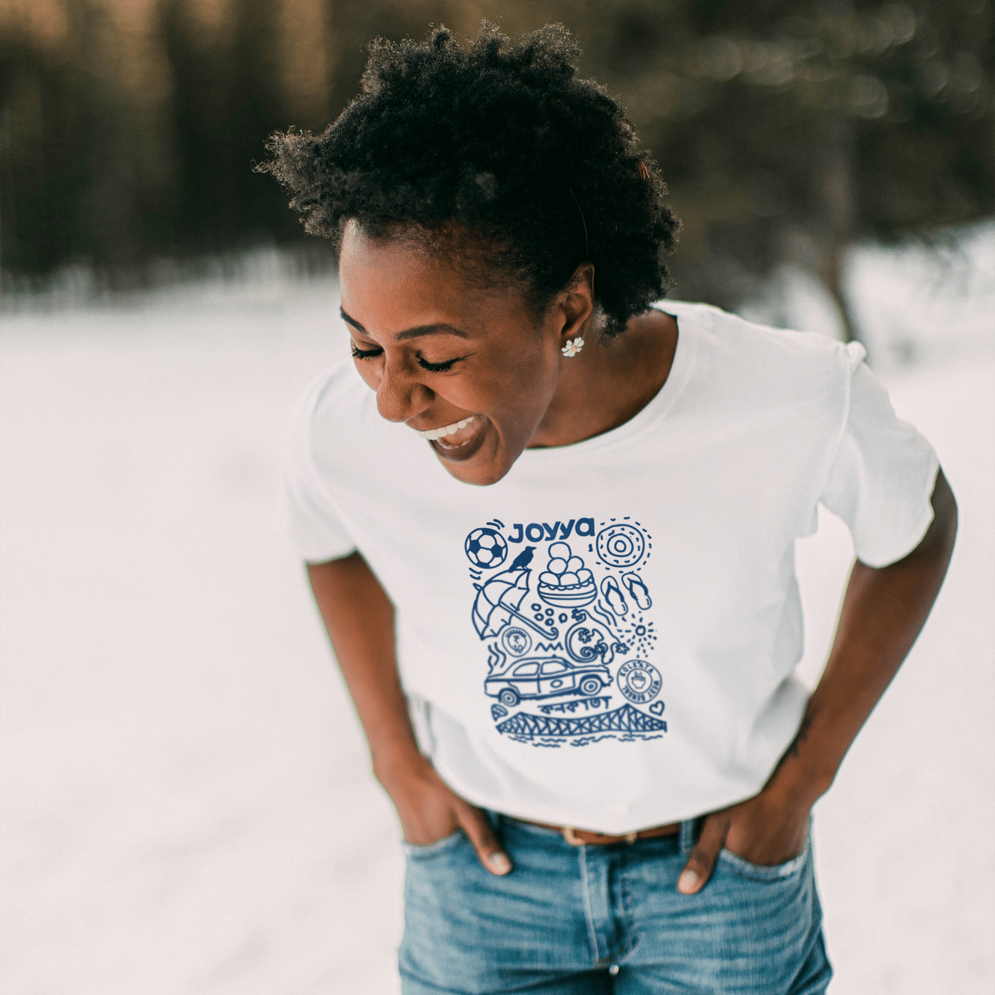 Joyya - Kolkata Doodle T-shirt | Women Short Sleeve - T-Shirt - Front - JOYYA COLLECTION - 