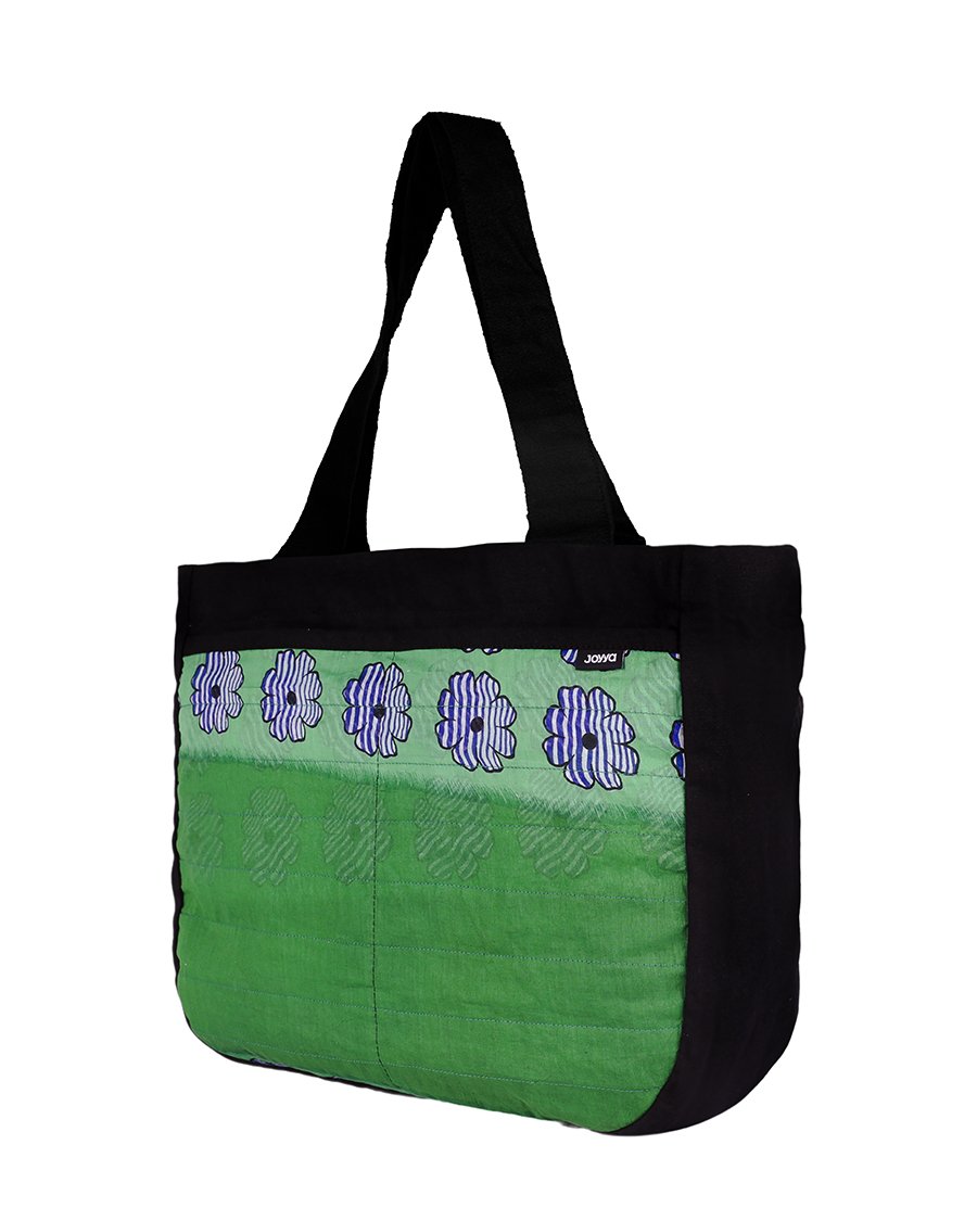Joyya - Sari Tote with Zip Top - Bags - Green - JOYYA COLLECTION - PBGFOR-NA-GREEN
