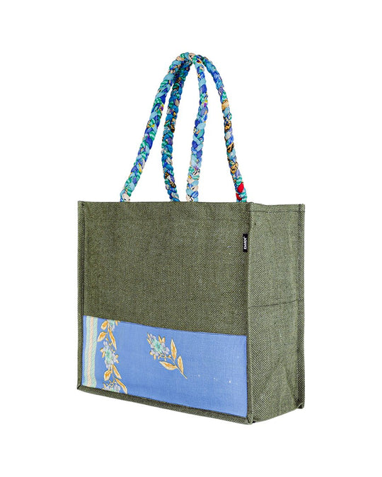 Joyya - Sari Trim Shopping Bag - Bags - Blue - JOYYA COLLECTION - PBGFAR-NA-BLUE