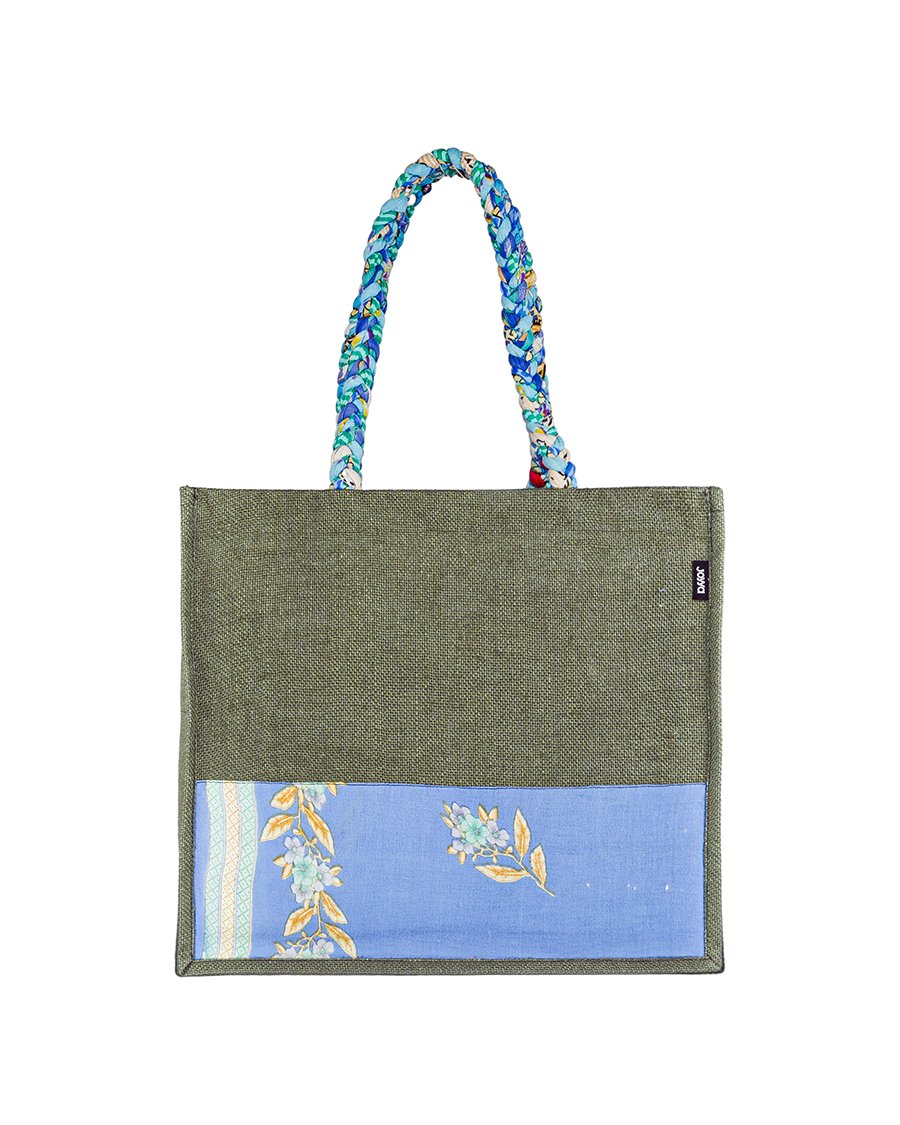 Joyya - Sari Trim Shopping Bag - Bags - Blue - JOYYA COLLECTION - PBGFAR-NA-BLUE