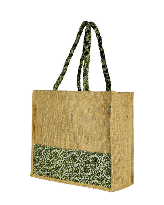 Joyya - Sari Trim Shopping Bag - Bags - Green - JOYYA COLLECTION - PBGFAR-NA-GREEN