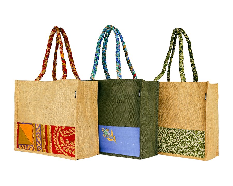 Joyya - Sari Trim Shopping Bag - Bags - Red - JOYYA COLLECTION - PBGFAR-NA-RED