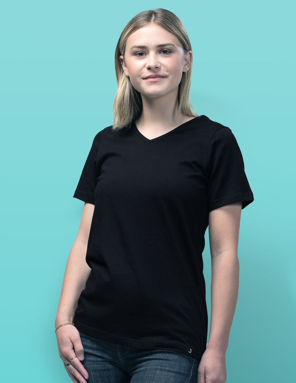 Joyya - T-shirt | Women V Neck - T-Shirt - Black - JOYYA BLANK - T - WVC6 - BK - AXS